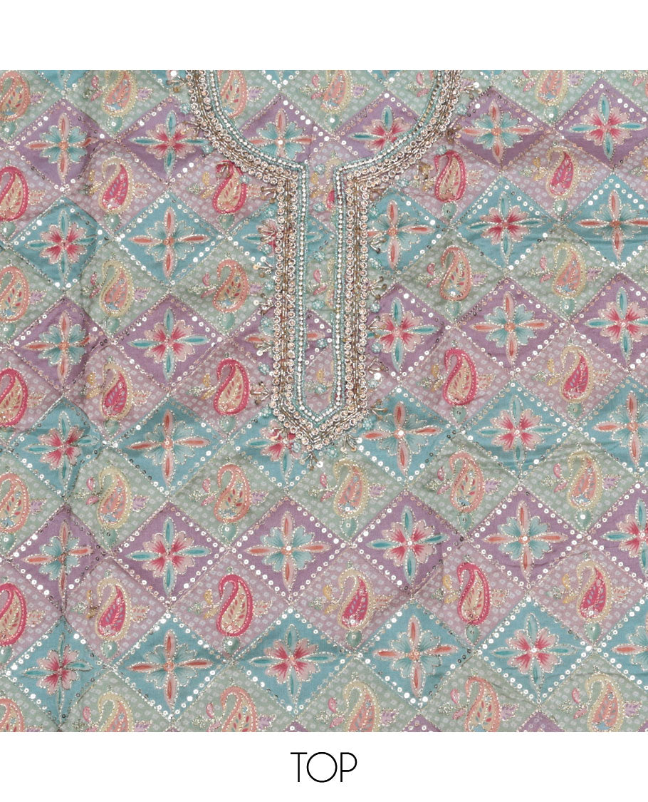 Blue Organza Material Chudidar Set
