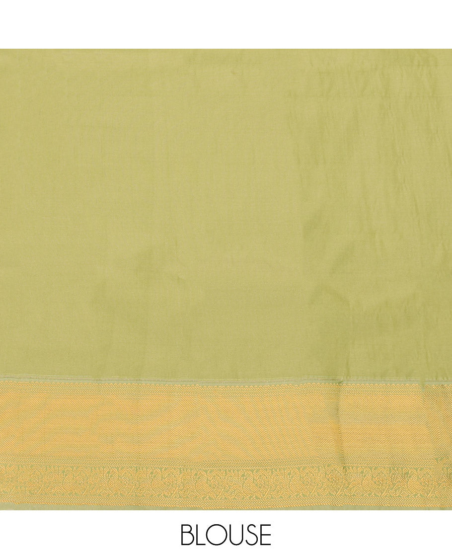 Dark Purple Budget Silk Saree, Embellished with Zari Butta Enclosed Checks All Over Its Body, Complemented by a Contrast Traditional Zari Border of Peacocks, Subtly Sparkled Pallu, and Paired with a Contrast Blouse