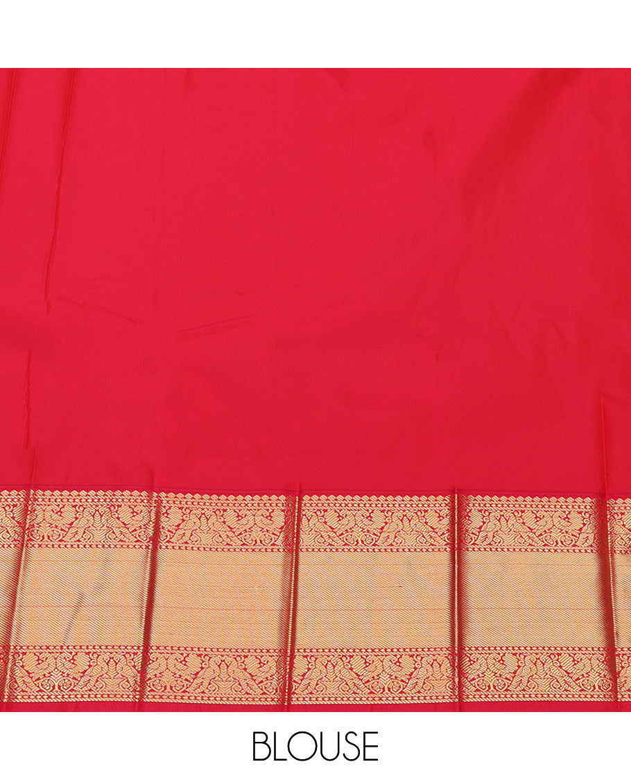 Blue Budget Silk Saree, Gleamed Up with Zari Buttas on Its Body, Complemented by a Contrast Traditional Zari Design Border, Grand Jaal Pallu, and Paired with a Contrast Blouse