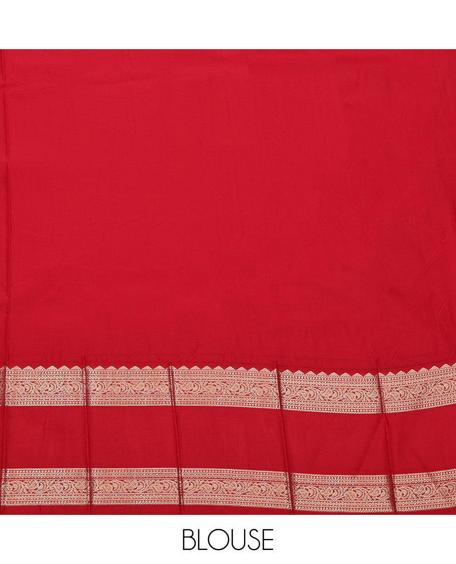 Black Budget Silk Saree, Decorated with Zari Buttas and Stripes on Its Body, Complemented by a Contrast Traditional Zari Design Rettai Pettu Border, Grand Jaal Pallu, and Paired with a Contrast Blouse