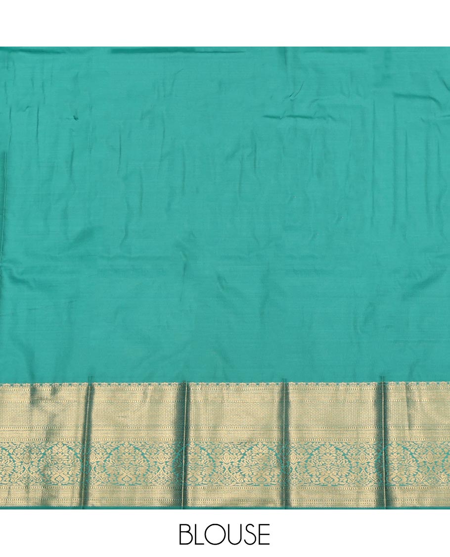 Red Budget Silk Saree, Opulently Embellished with Zari Buttas and Checks, Complemented by Contrast Traditional Zari Border, Intricate Pallu, and Contrast Blouse
