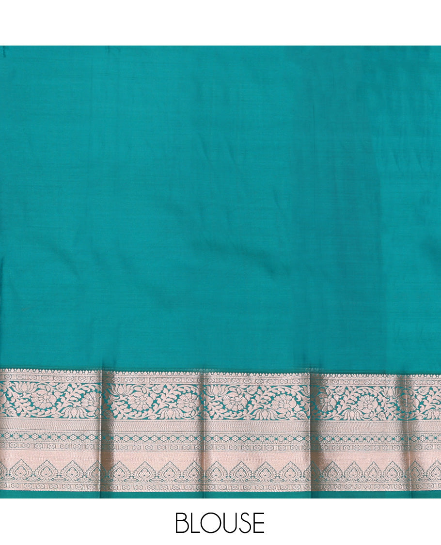 Pale Pink Budget Silk Saree, Enriched with Zari Buttas, Complemented by Contrast Traditional Zari Border, a Grand Jaal Pallu and a Contrast Blouse