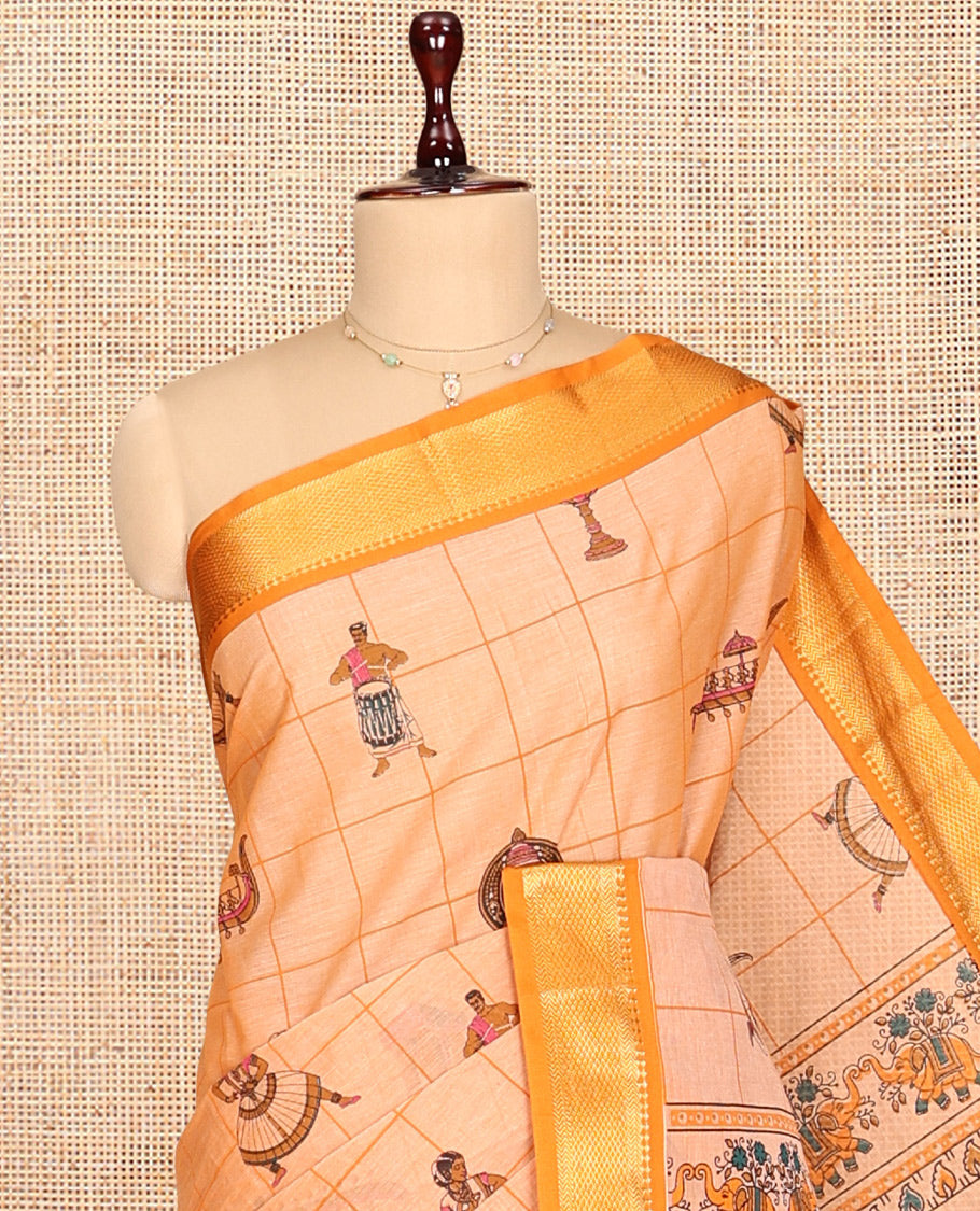 Orange Chirala Cotton Saree