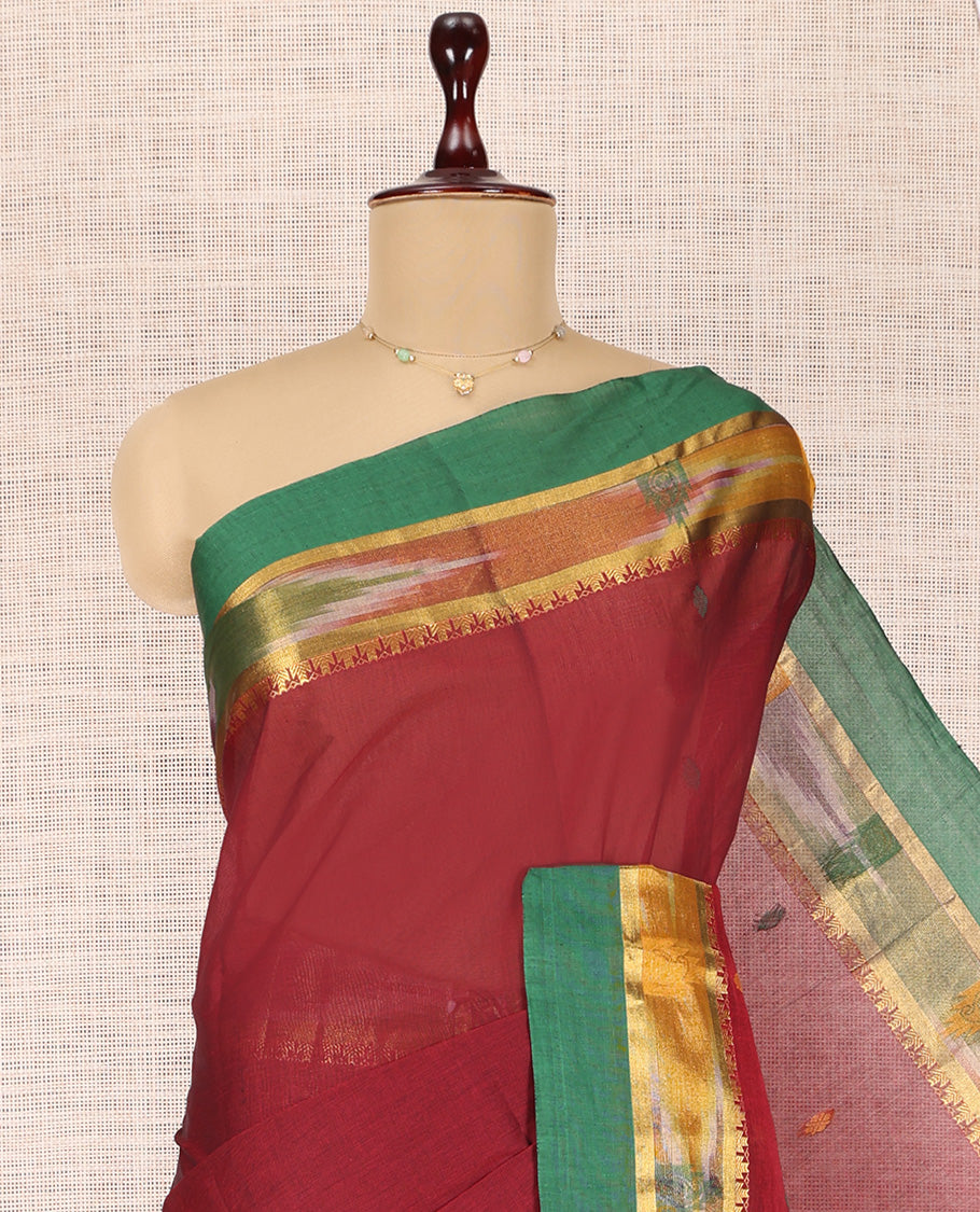 Maroon Plain Kanchi Cotton Saree