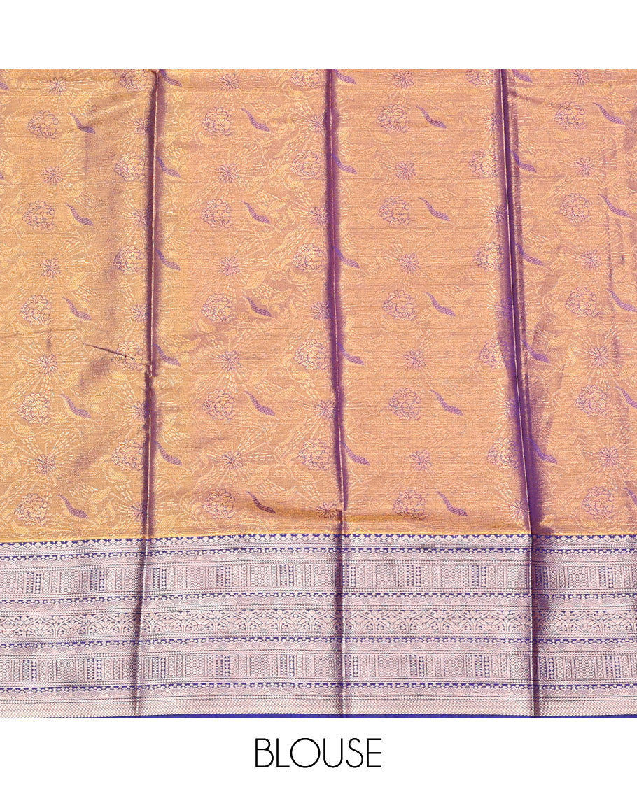 Brown Dual-Tone Art Silk Half-Saree, Accentuated with Jacquard Design, Contrast Traditional Zari Border, and Paired with a Matching Blouse