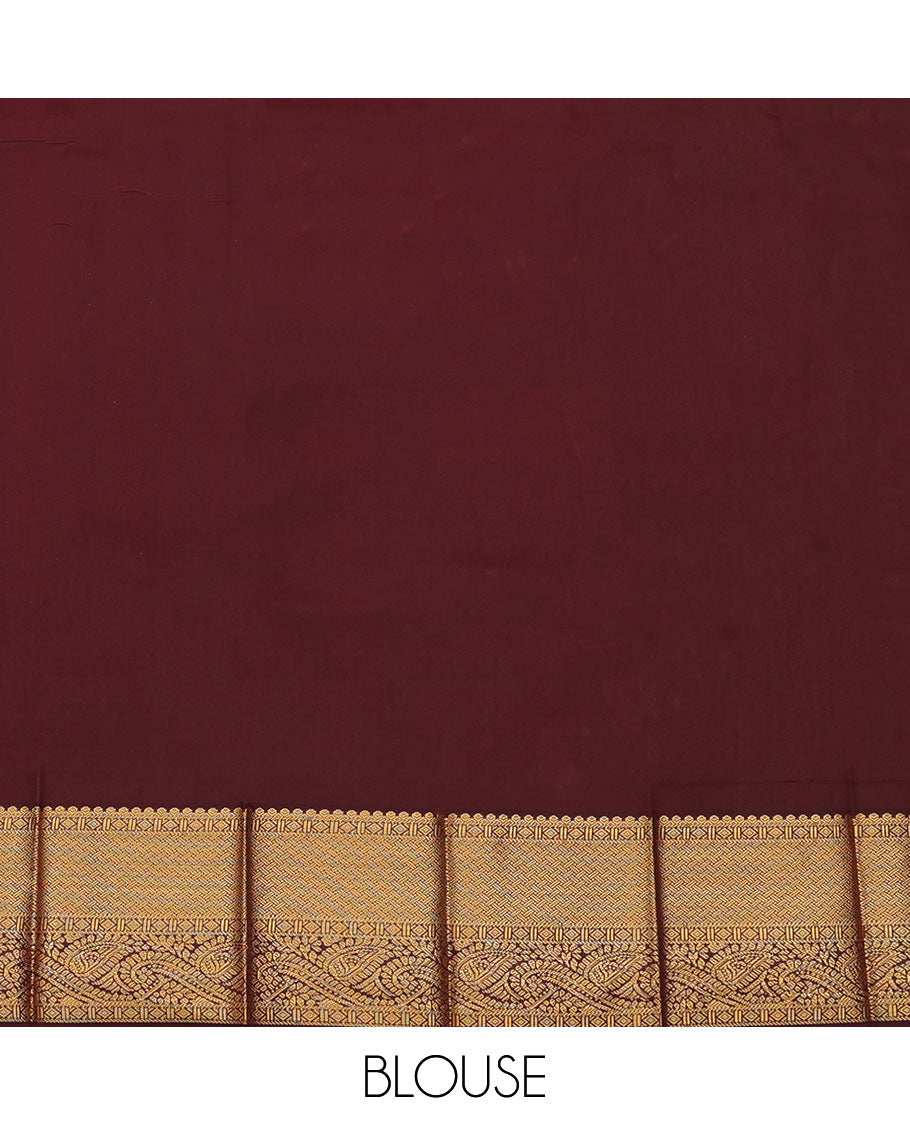 White Budget Silk Saree, Elevated with Buttas All Over Its Body, Complemented by a Contrast Traditional Zari Design Border, Intricately Designed Pallu, and Paired with a Contrast Blouse