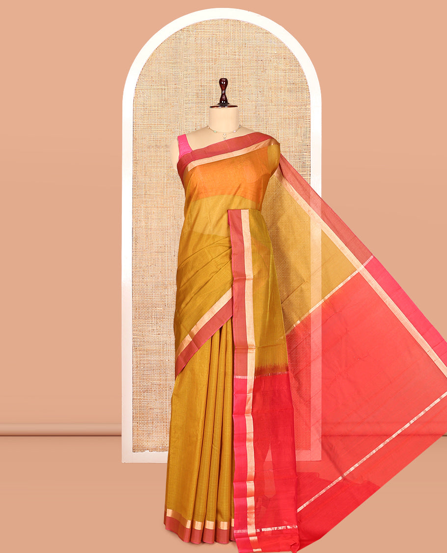 Green Plain Silk Cotton Saree