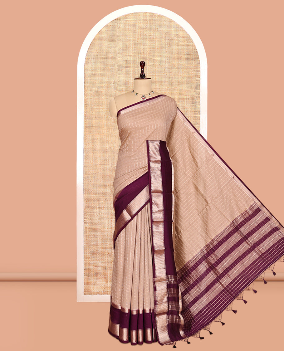 Fawn Color Assam Silk Sare