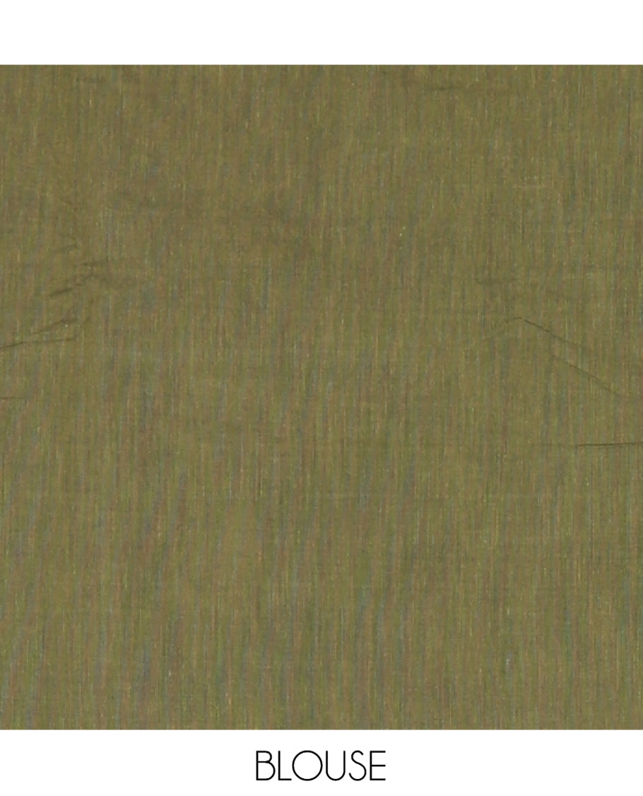 Green Chettinad Cotton Saree, Embellished with Checks, a Kaal Eragina Border, Striped Pallu, a Matching Blouse