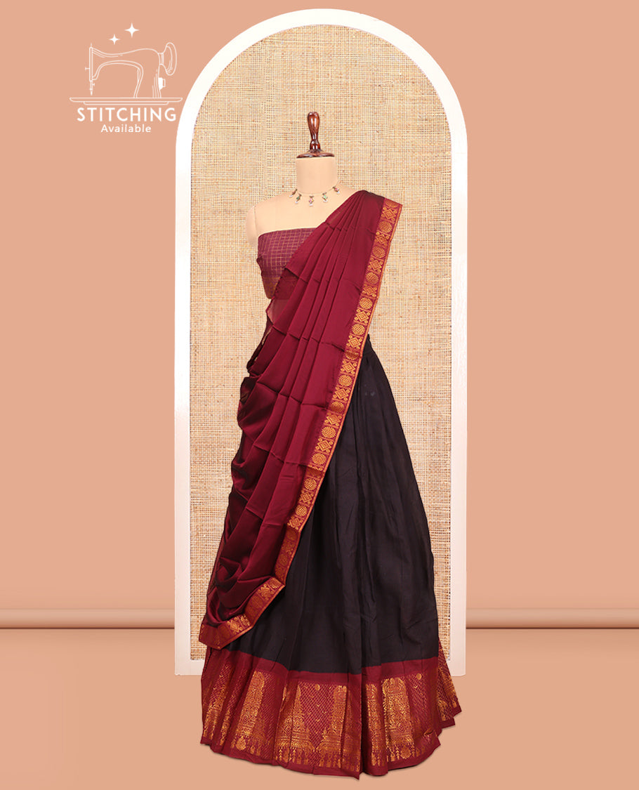 Black Sungudi Cotton Half-Saree