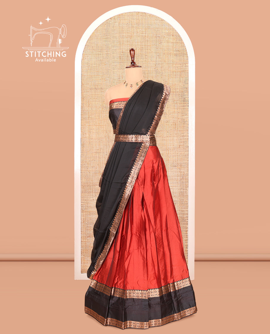 Rust Semi-Silk Half-Saree