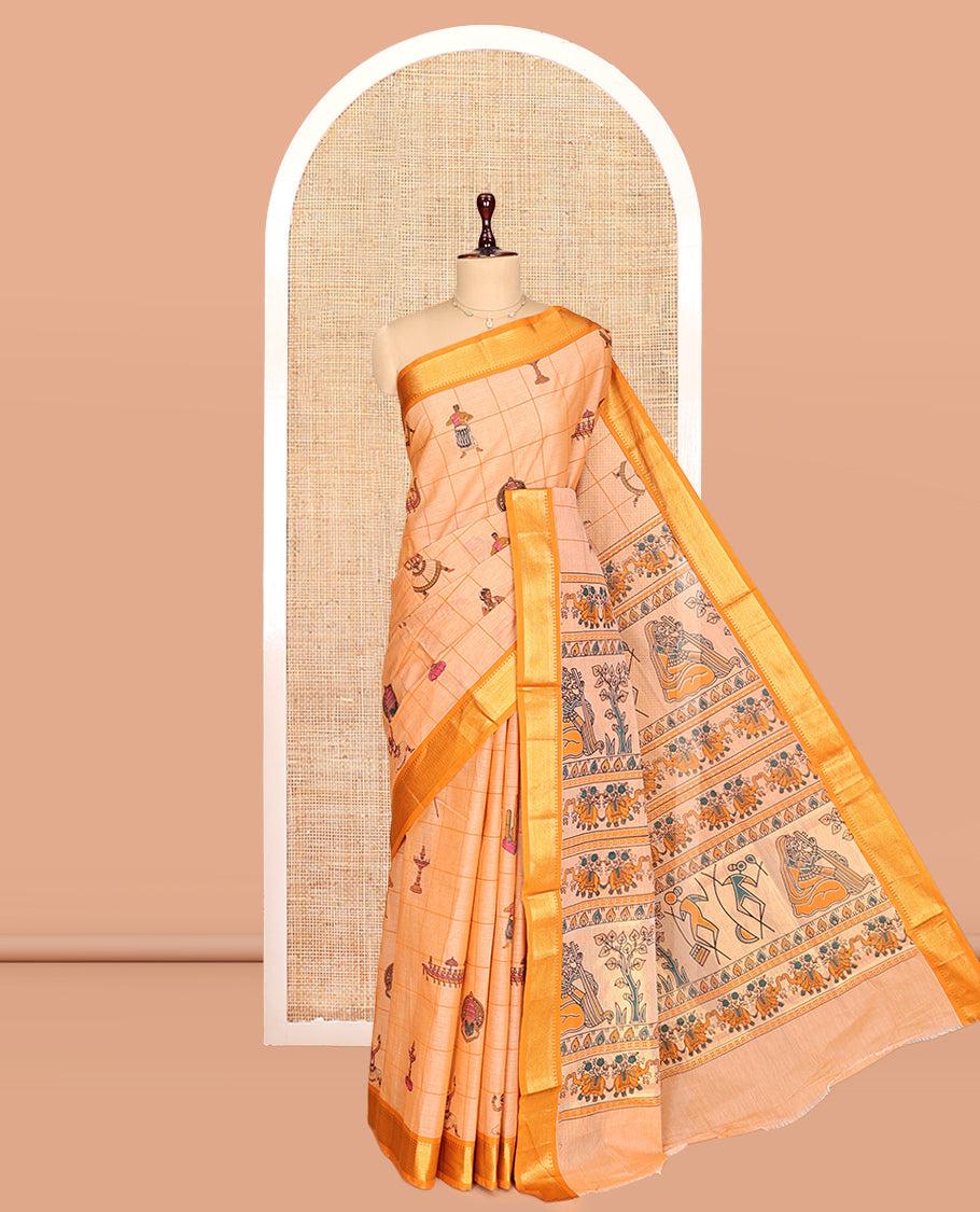 Orange Chirala Cotton Saree