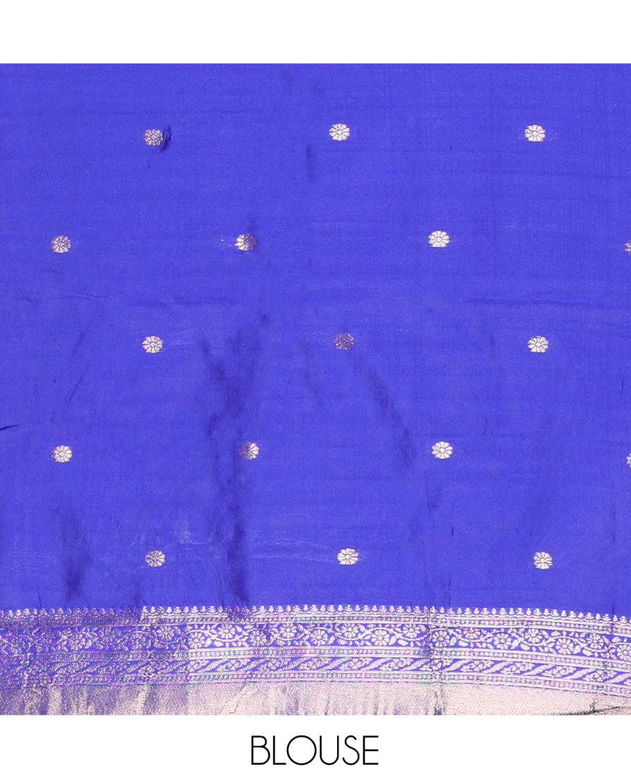 Lemon Yellow Semi-Kanchi Silk Saree, Adorned with Stripes and Buttas, a Contrast Traditional Zari Border, Grand Pallu, and a Contrast Blouse