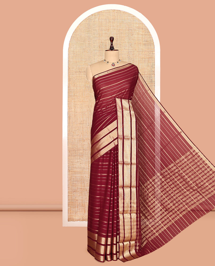 Maroon Semi Mysore Silk Saree