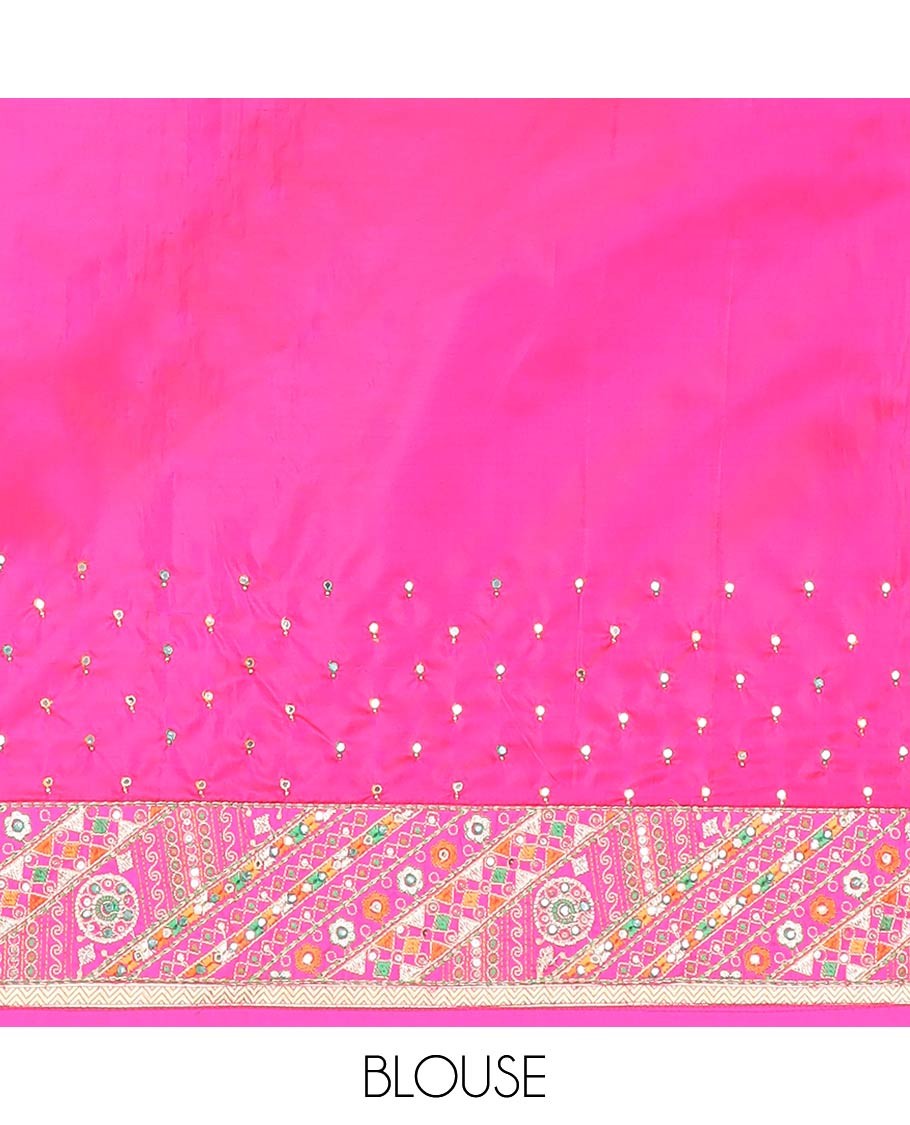 Grey mirrok work, floral butta thread embroidery tussar silk saree with contrast floral design & floral embroidery, mirror work pallu