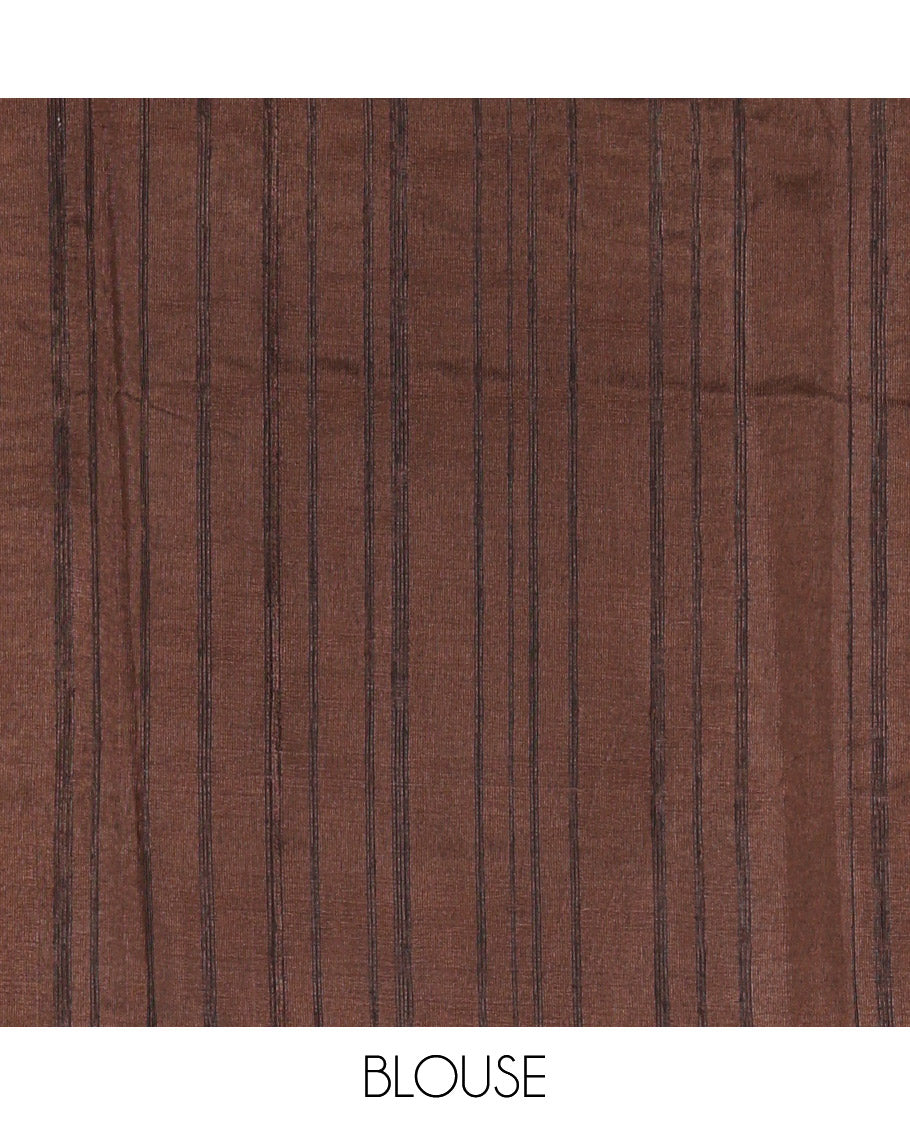 Brown Jute Cotton Saree
