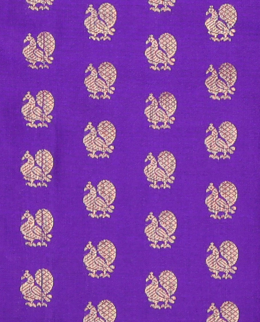 Violet Pure Silk Navarathna Pavadai Material Set