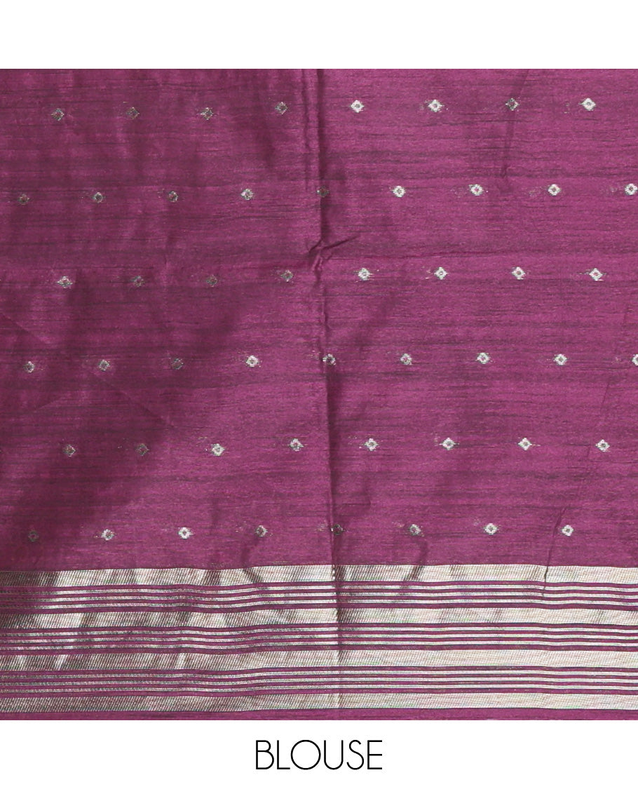 Borderless Pink Jute Cotton Saree