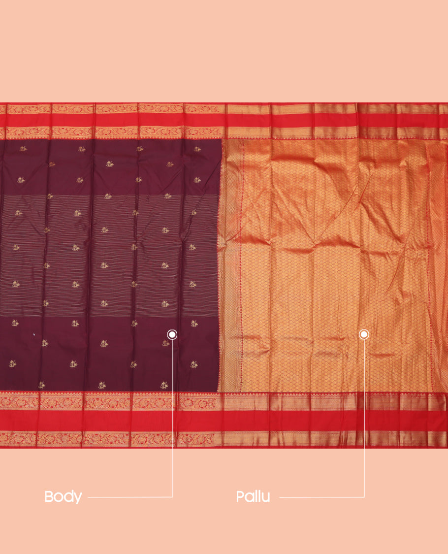 Maroon Stripes Budget Silk Saree