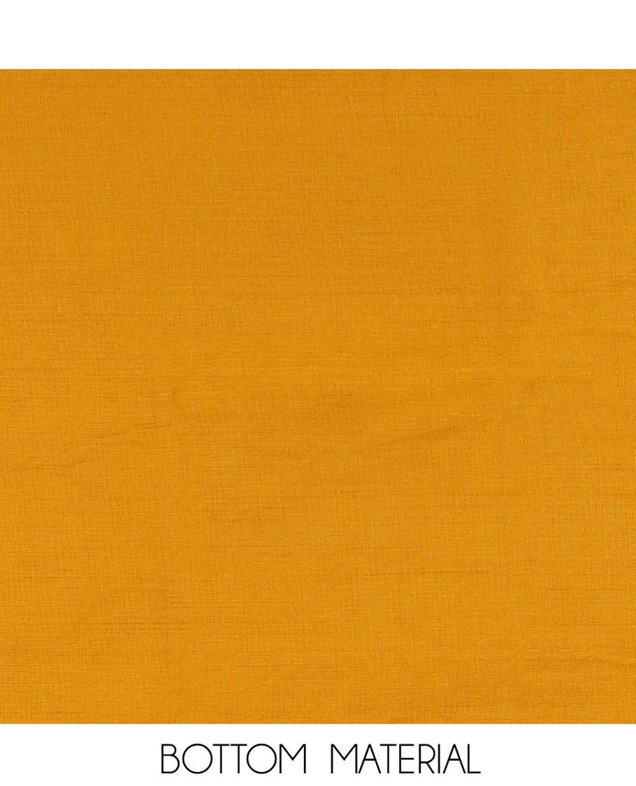 Rust Jaipur Cotton Material Chudidar Set, Unique Floral Block-Printed Top, Contrast Bottom, and Plain Dupatta