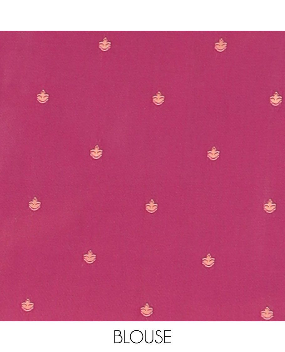 Onion pink meena work butta luxury soft silk saree with open meena work with tussle & contrast blouse