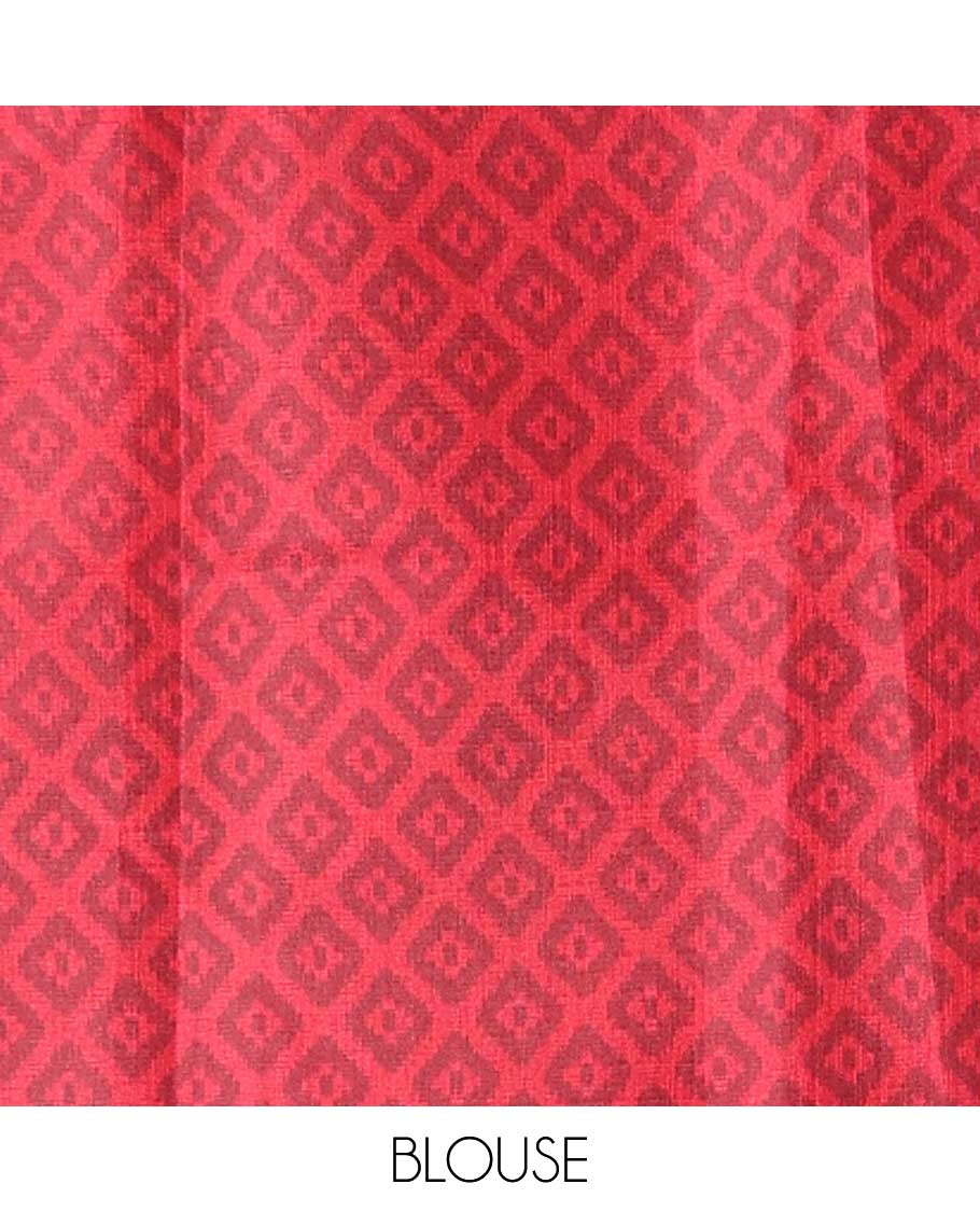 Cream with red odisha design khadhi silk saree with contrast self print blouse