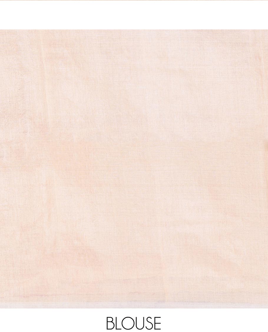 Cream Tussar Silk Saree, Finely Woven with Multi-Color Thread Buttas All Over Its Body, Subtly Sparkled with Temple Border, Pallu Depicts Flower Butta Enclosed Jaal Designs, and Paired with a Matching Blouse