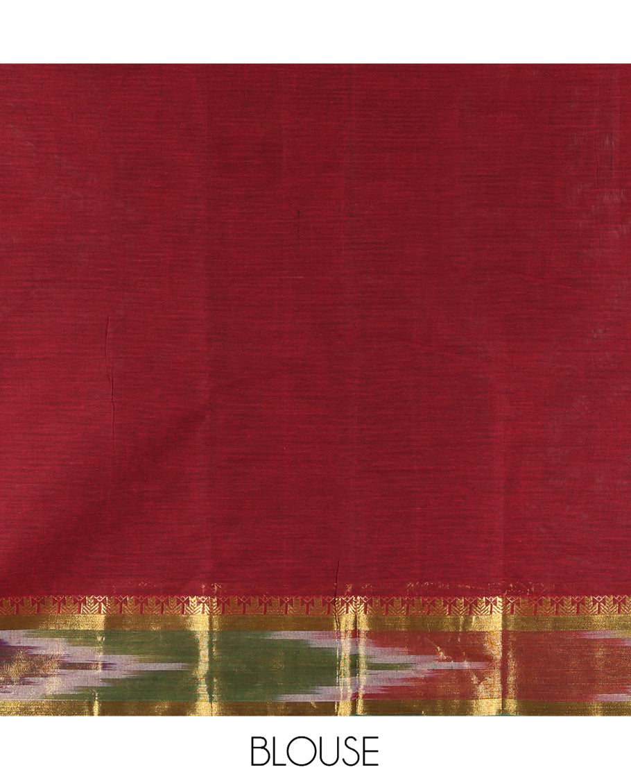 Maroon Plain Kanchi Cotton Saree