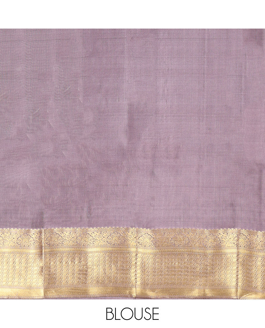 Grey Vasundhara Lite Silk Mix Saree, Adorned with Zari Buttas, Highlighted by Traditional Zari Border, Intricate Pallu, and Matching Blouse