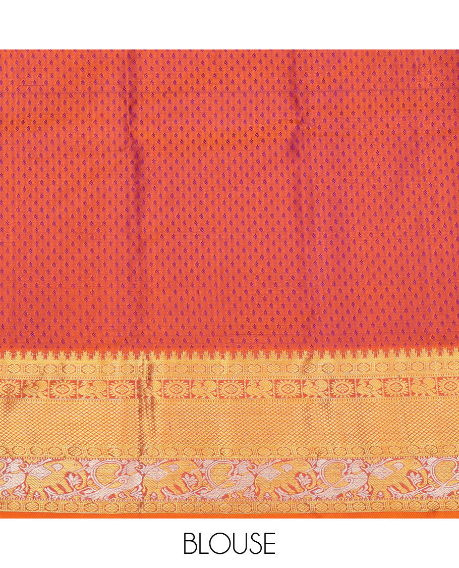 Violet Pure Silk Navarathna Pavadai Material Set