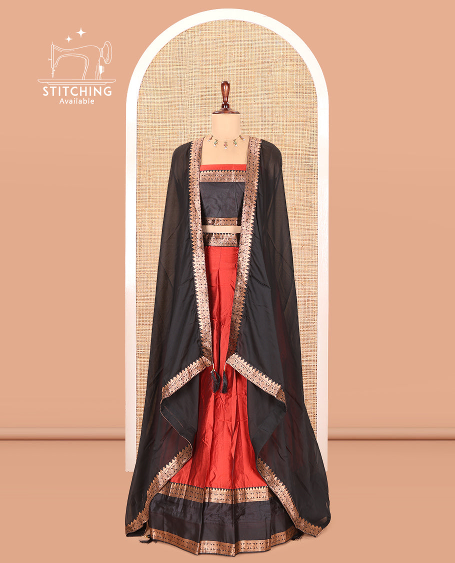 Rust Semi-Silk Half-Saree