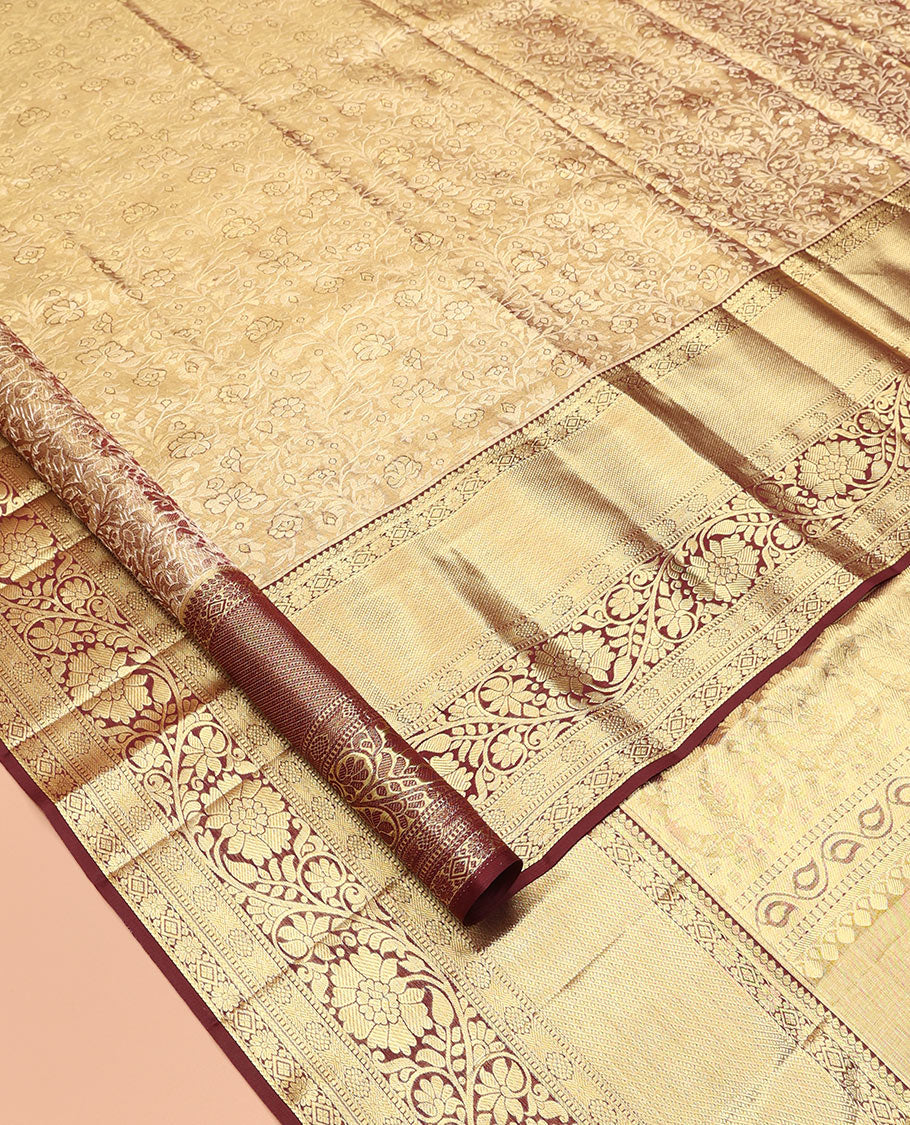 Brown Kanchipuram Tissue Silk Saree