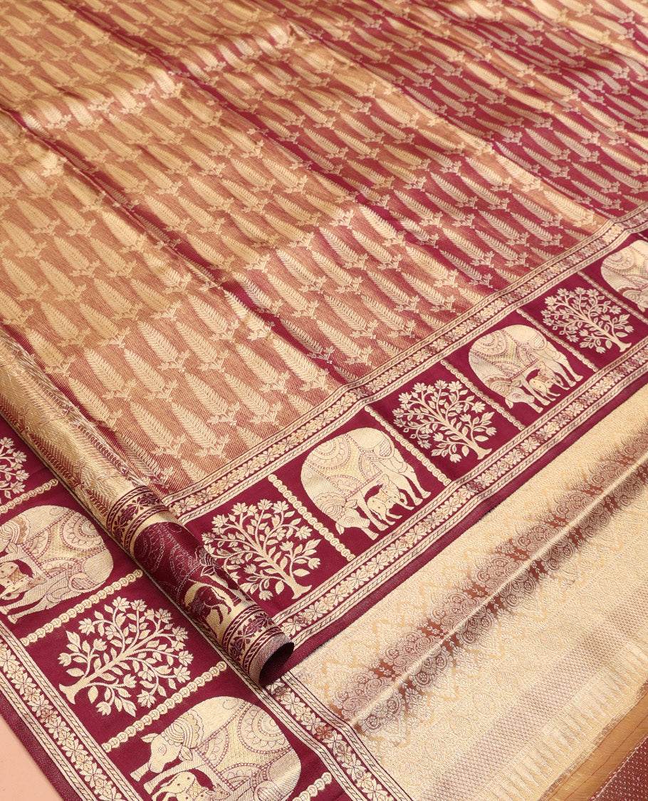 Red-Gold Kanchipuram Tissue Silk Saree