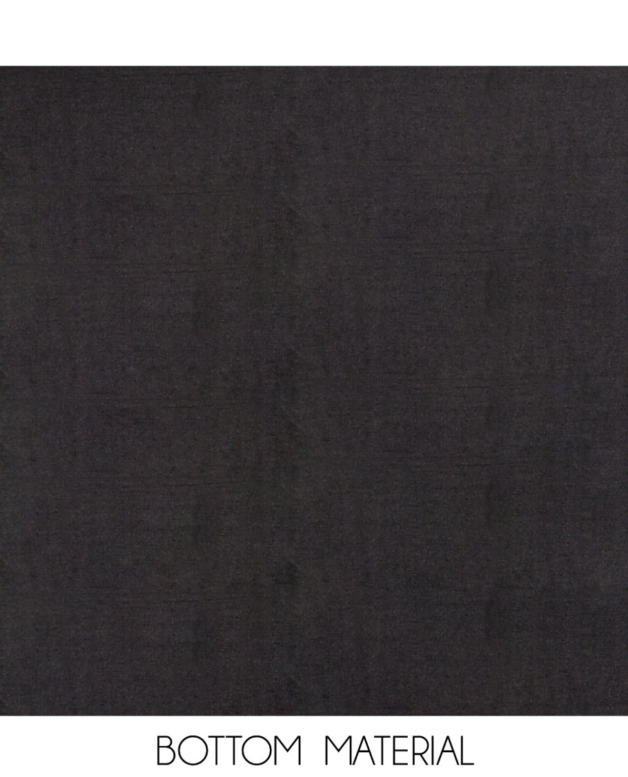 Black and Lavender Material Chudidhar Set, Elevated with Floral Thread Embroidered Fox Georgette Top, Plain Santoon Bottom, and Fox Georgette Scallop Dupatta with Floral Thread Embroidery