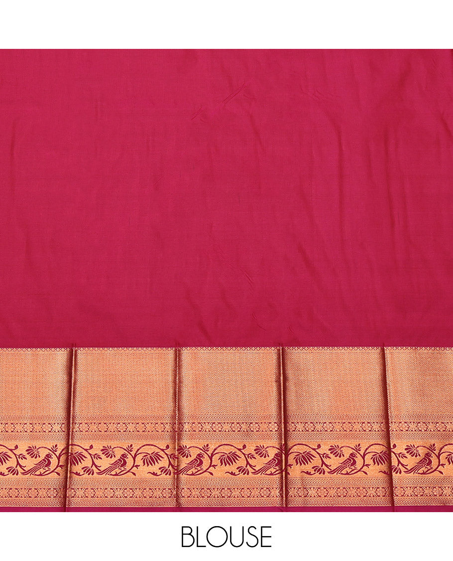 Blue Budget Silk Saree, Enthralled with Jacquard, Complemented by a Contrast Traditional Zari Border, Grand Pallu, and a Contrast Blouse