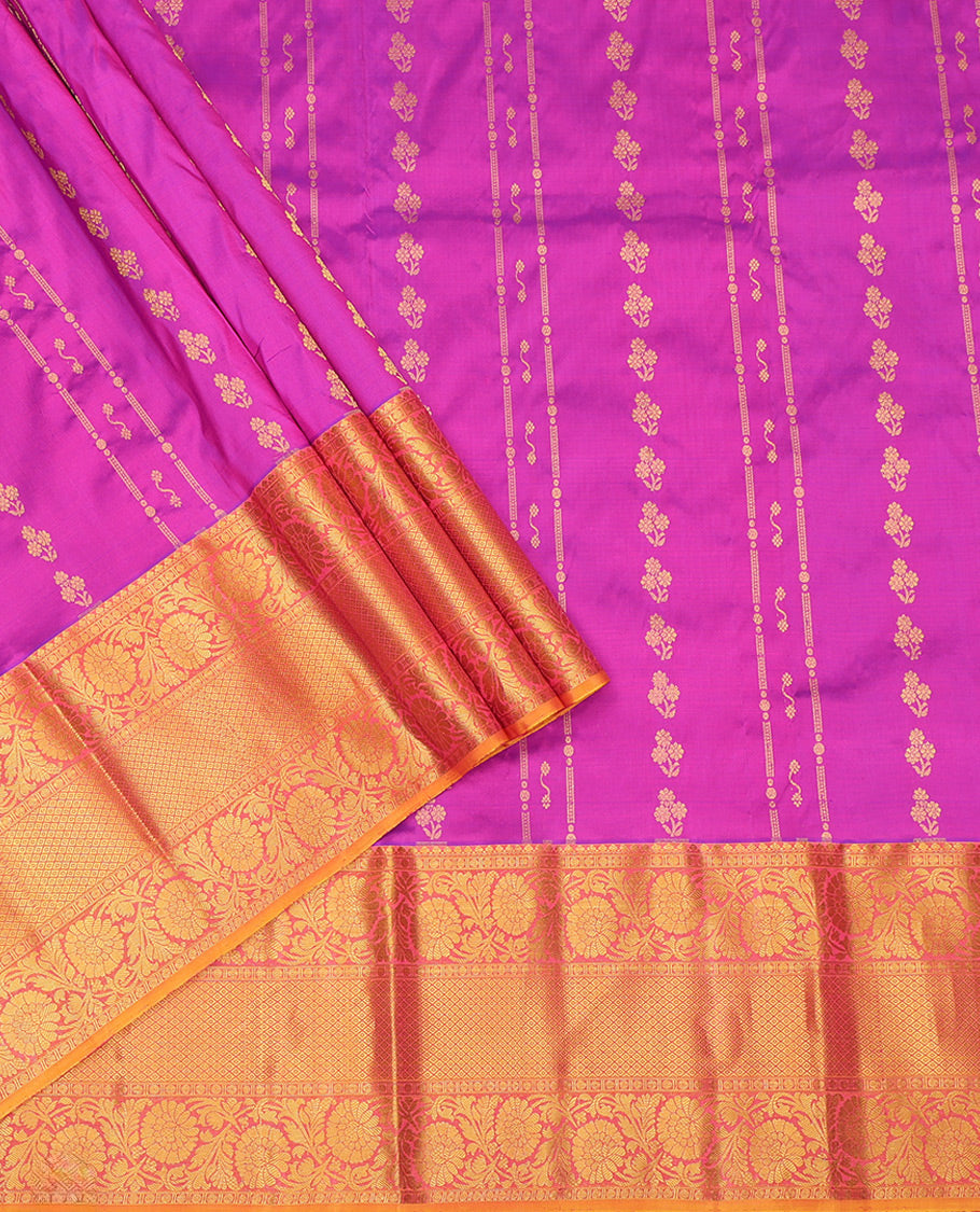 Rani Pink Pure Silk Navarathna Pavadai Material Set