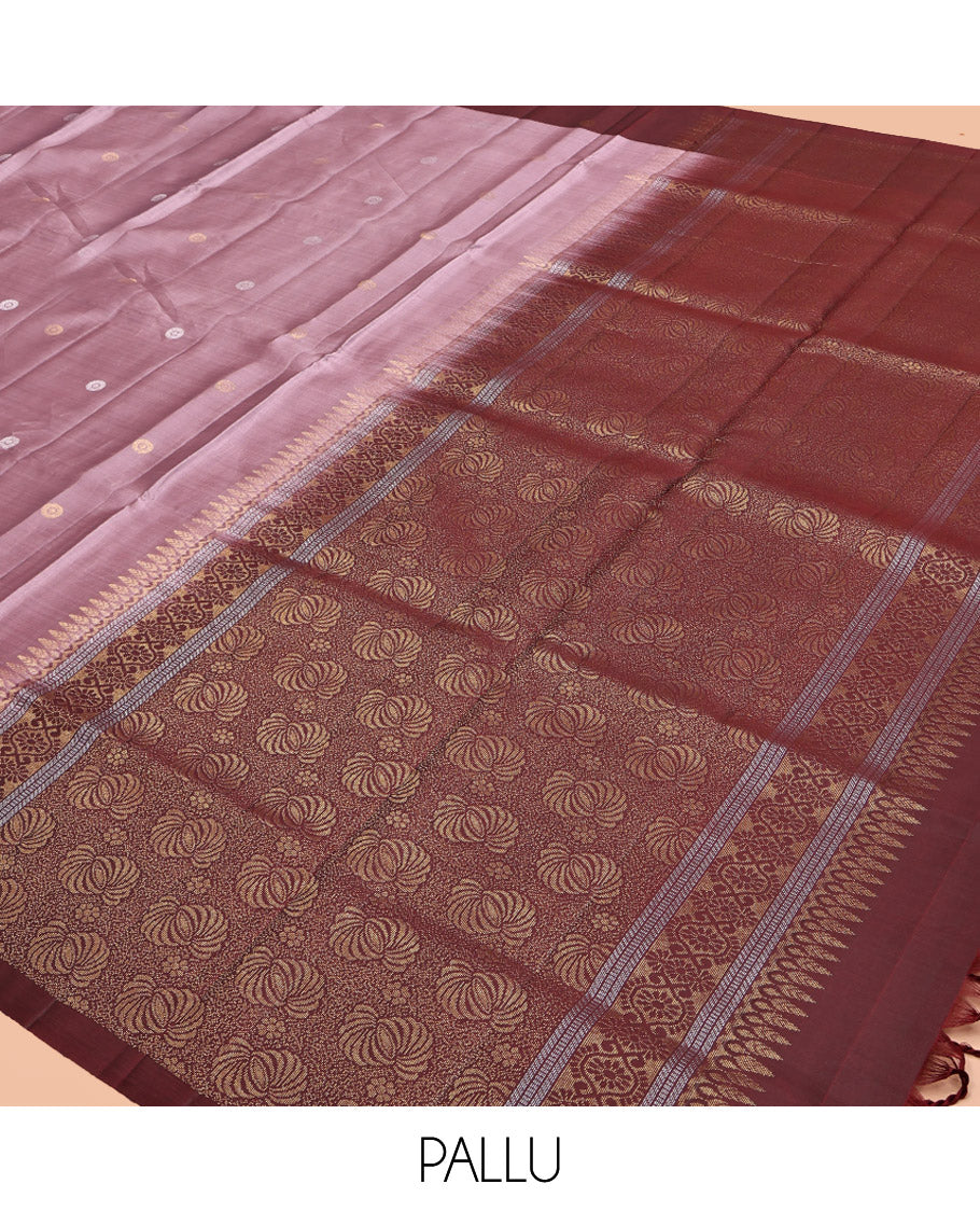 Purple Mayuri Lite Silk Mix Saree, Detailed with Zari Buttas, Complemented by Contrast Zari Buttas Border, Intricate Pallu, and a Contrast Blouse