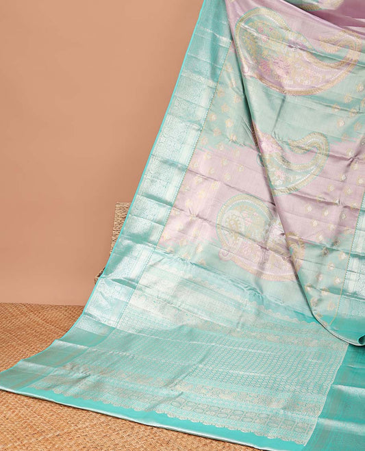 Multi-color floral design tissue saree with contrast border of thilakam mokku, muthu, banaras, & floral , checked zari design pallu