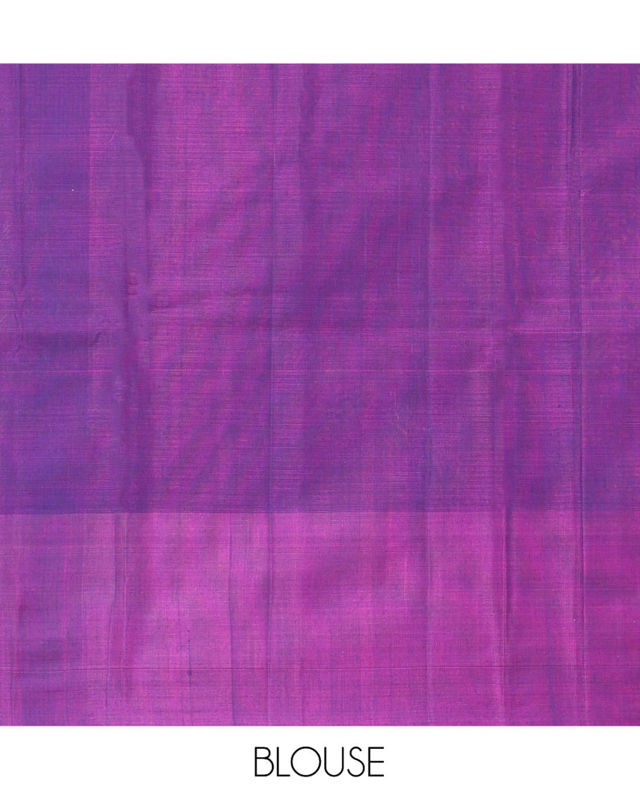 Blue Silk Cotton Saree, Accentuated with Zari Buttas, a Contrast Zari Border, Intricate Pallu, and a Contrast Blouse