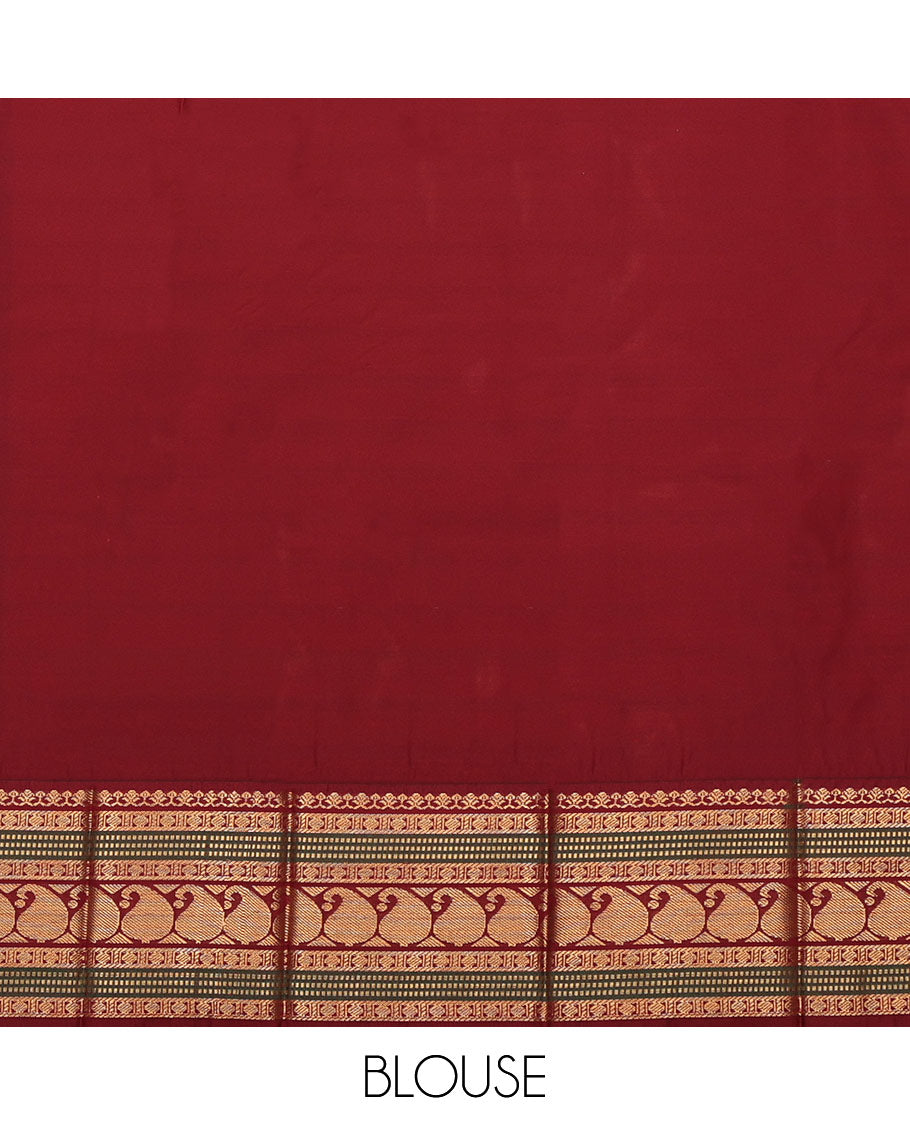 Pink Budget Silk Saree, Decked Up with Zari Buttas All Over Its Body, Complemented by a Contrast Traditional Zari Design Border, Grand Pallu, and Paired with a Contrast Blouse