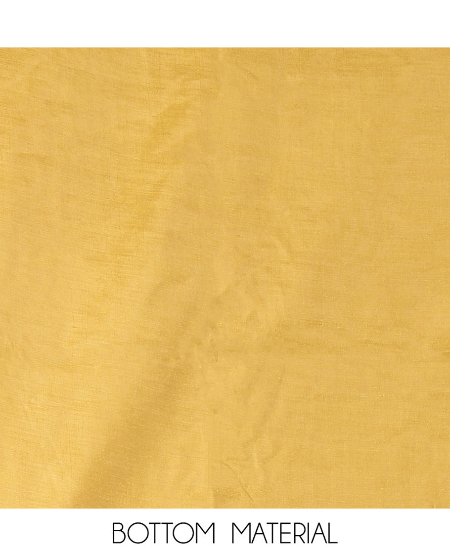 Mustard Yellow Semi-Chanderi Material Churidar Features Floral Buttas Top, a Plain Bottom, and a Contrast Dupatta