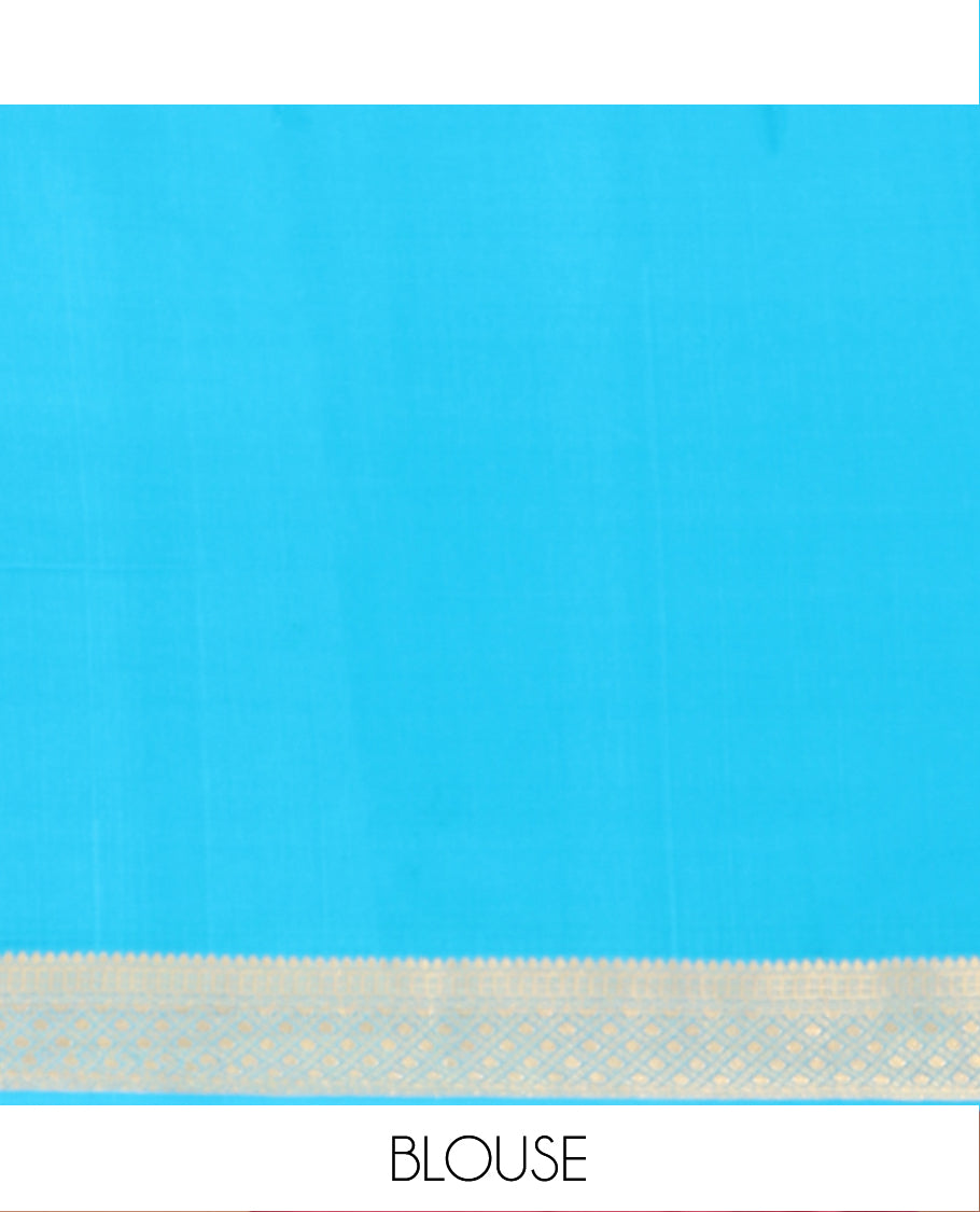 Purple Mysore Silk Saree, Decked Up with Zari Designs All Over Its Body, Complemented by Captivating Contrast Border of Traditional Zari Designs, Gleaming Zari Striped Pallu, and Paired with a Contrast Blouse