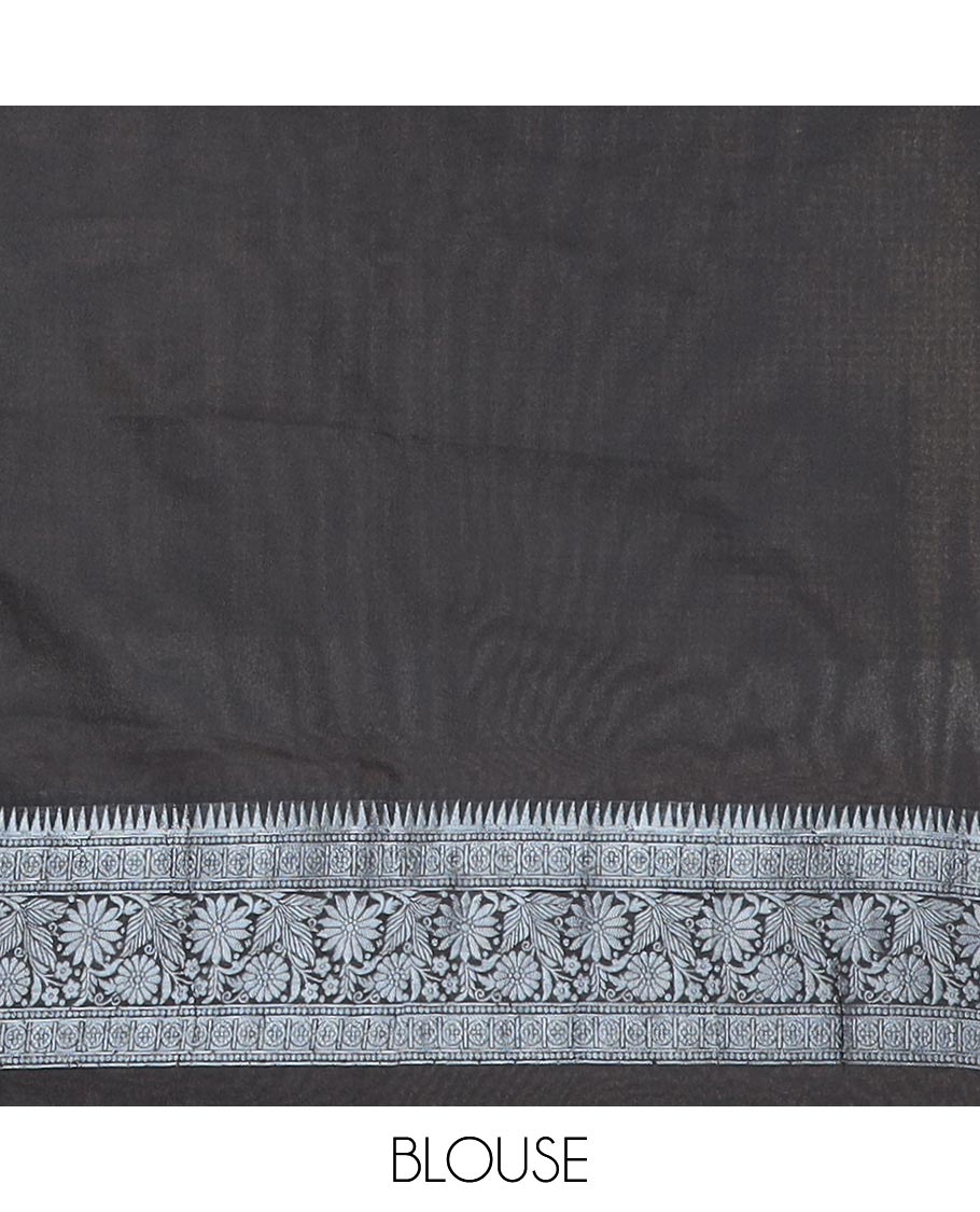 Black zari small butta candy crush georgette saree with zari jacquard border & weaving rich pallu along with plain blouse