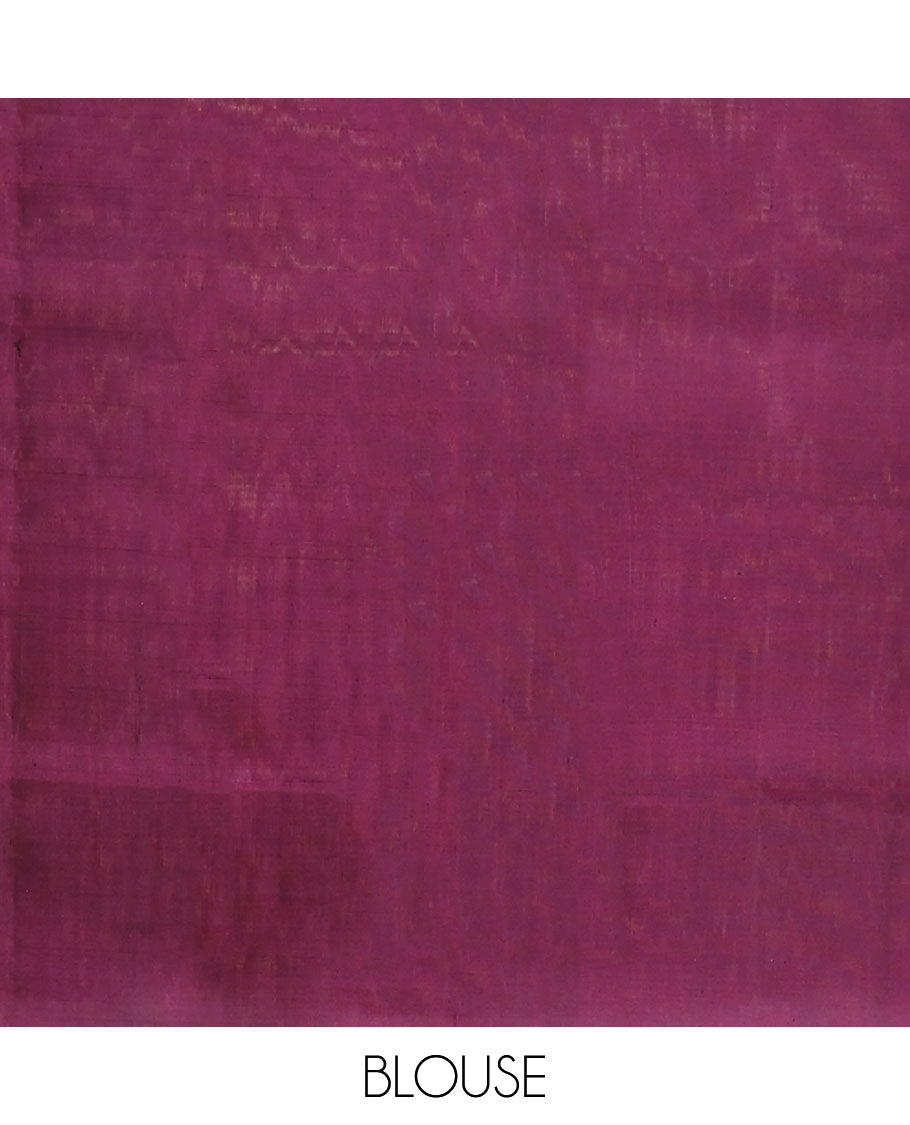 Blue checked, motifs mayuri soft silk saree with contrast border & zari design pallu