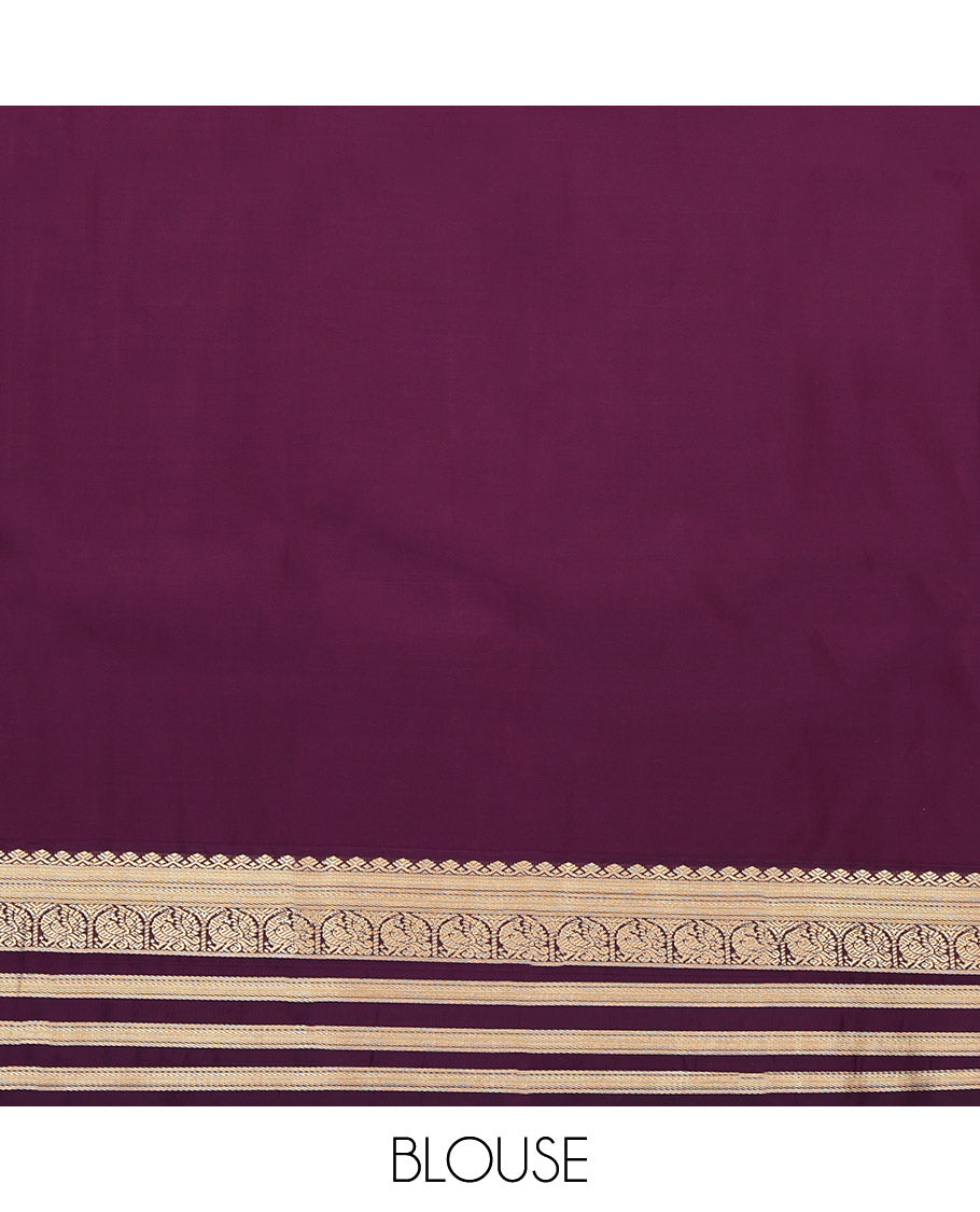 Sandal Budget Silk Saree, Sparsely Woven with Zari Checks, Complemented by Contrast Traditional Zari Border, Grand Jaal Pallu, and a Contrast Blouse