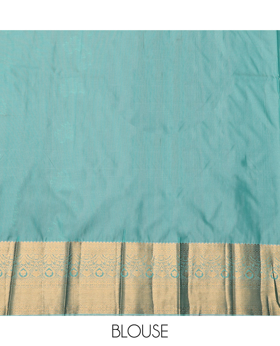Pink Budget Silk Saree, Adorned with Zari Buttas, Complemented by a Contrast Traditional Zari Border, Grand Pallu, and a Contrast Blouse
