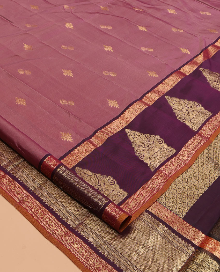 Pink Vasundhara Lite Silk Mix Saree, Elevated with Zari Buttas, a Contrast Traditional Zari Border, Jaal Pallu, and Contrast Blouse