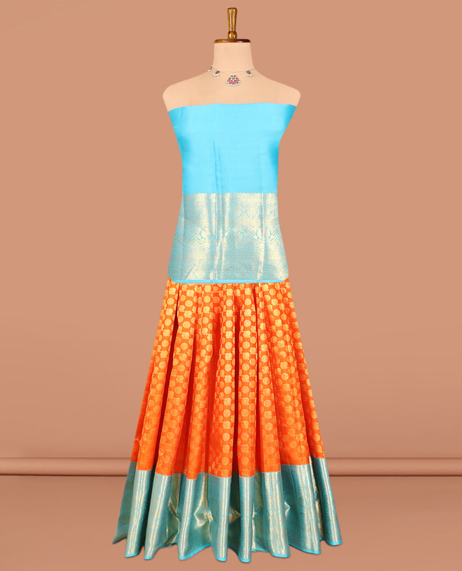 Orange Pure Silk Half-Saree
