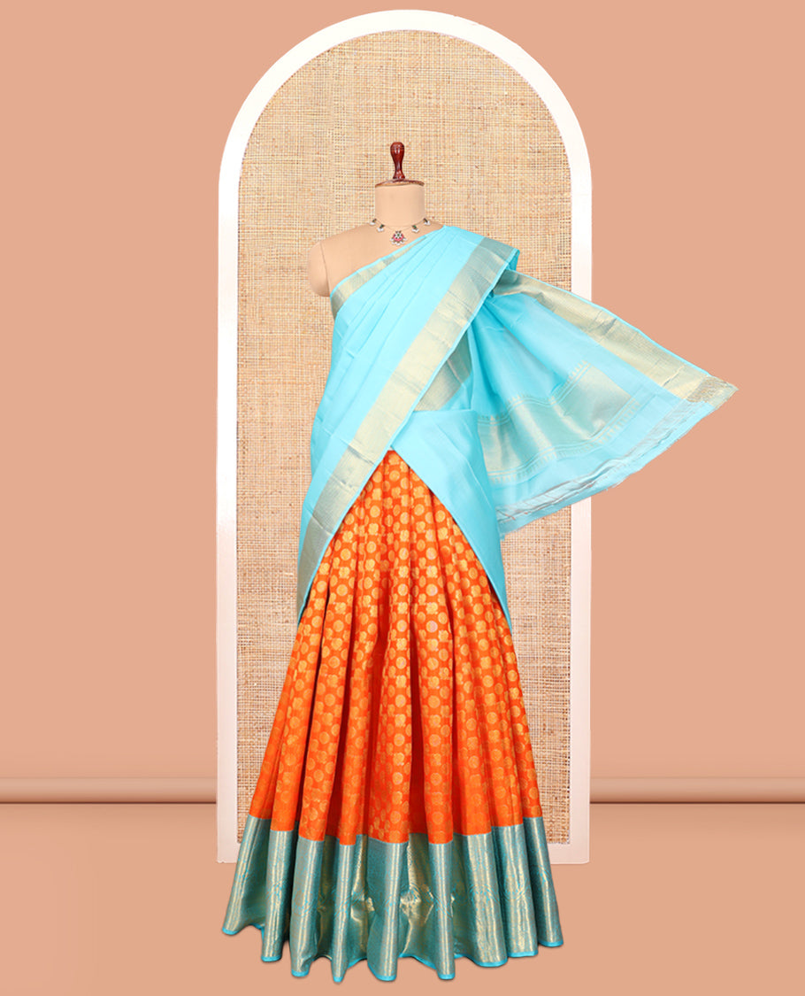 Orange Pure Silk Half-Saree