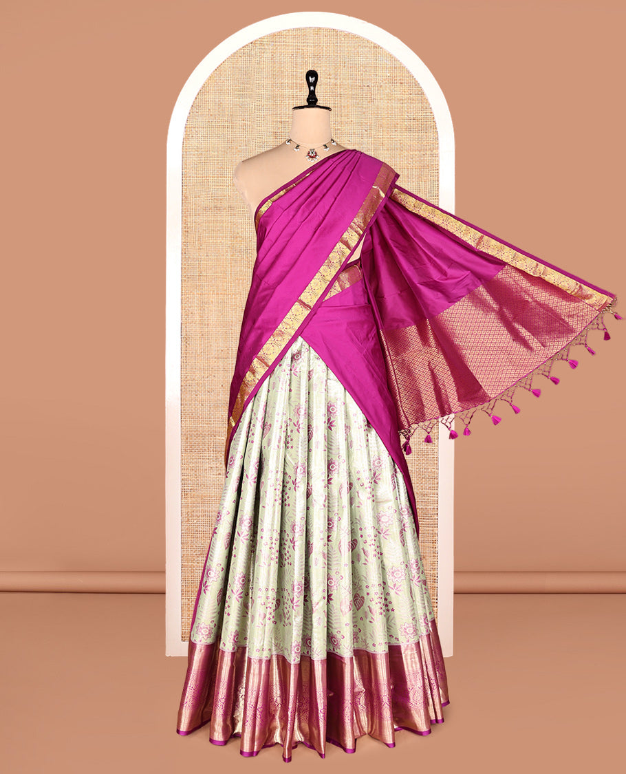 Green Art Silk Half-Saree